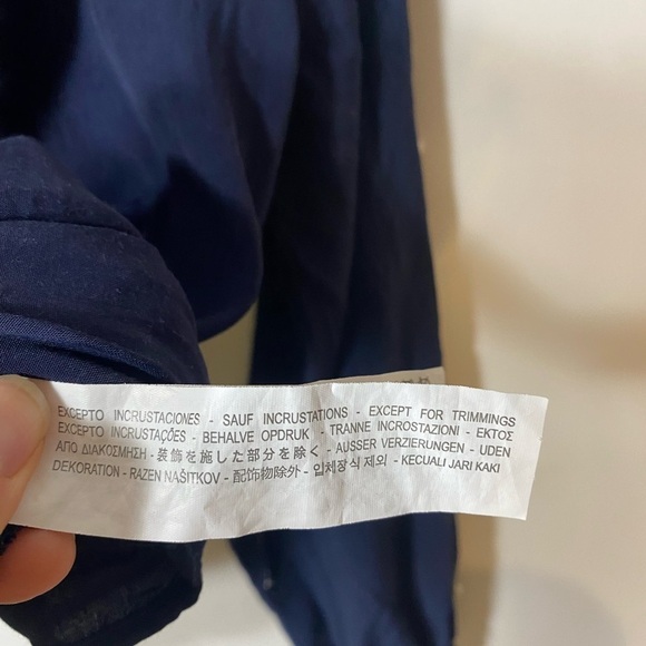 Zara Basics Long Sleeve Blue Blouse With Beads on Sleeve Size Small - Picture 9 of 12